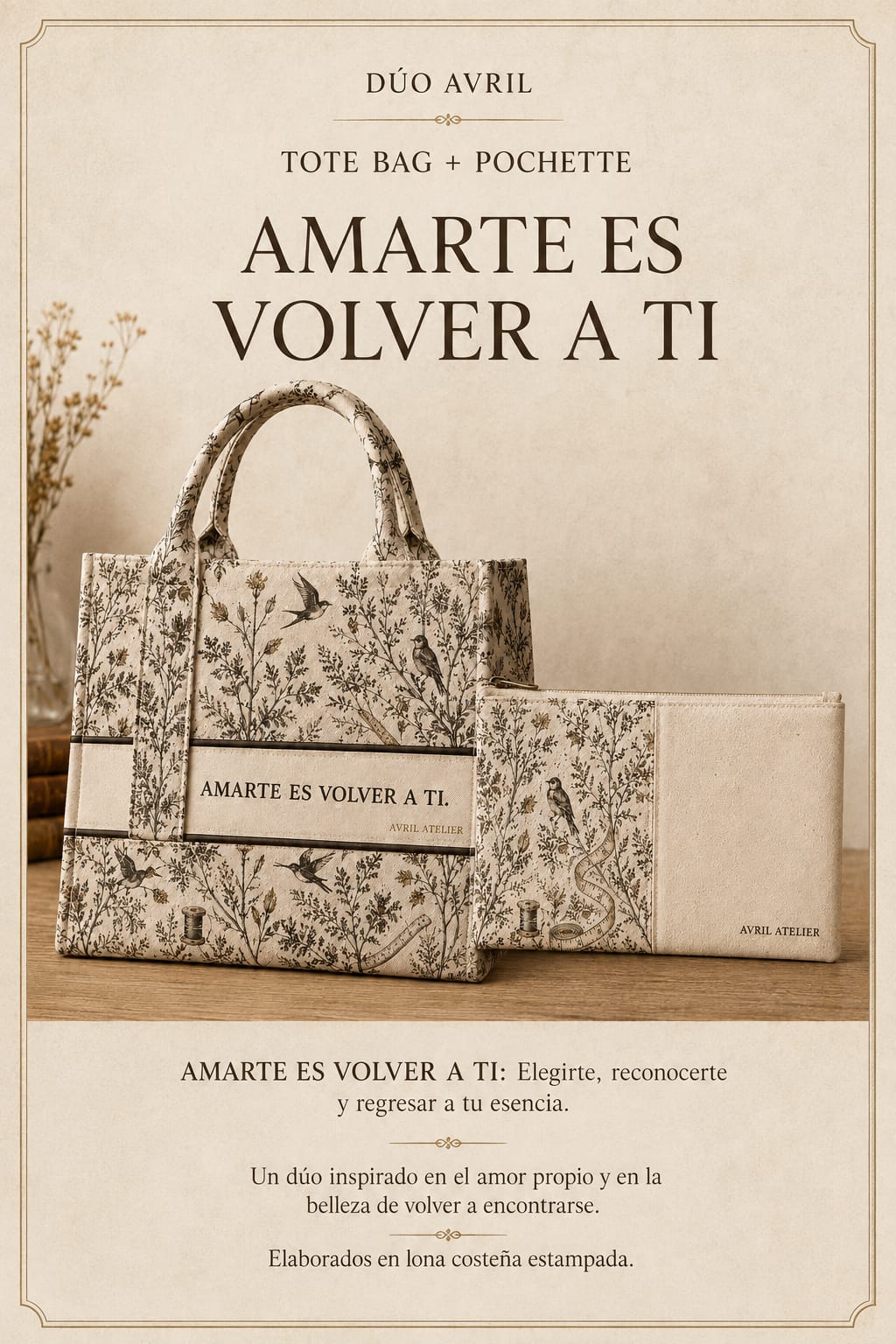 Dúo Amarte es volver a tí — Tote Bag + Pochette